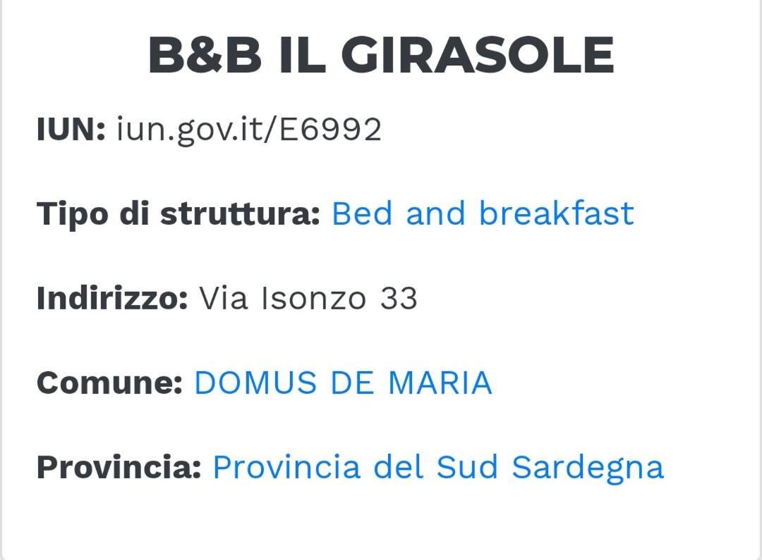 Il Girasole Bed & Breakfast Domus De Maria Exterior foto